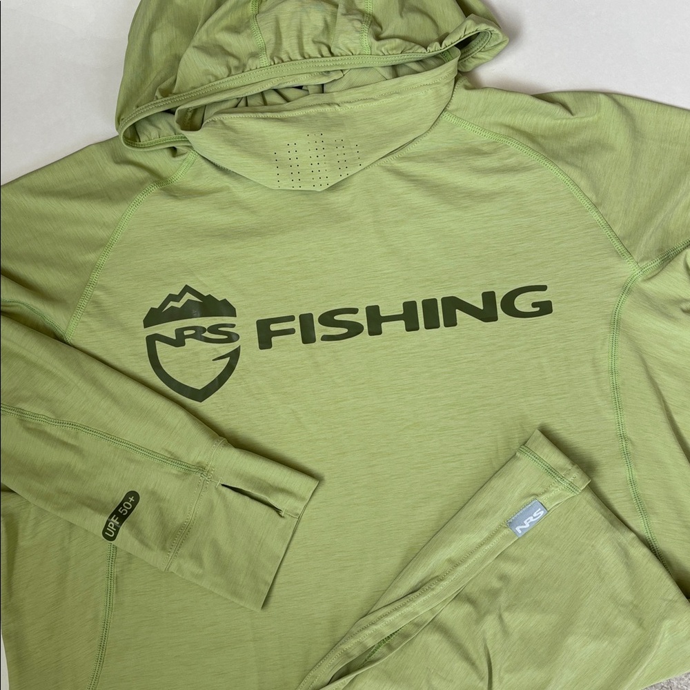 NRS Fishing Hoodie Pullover Lightweight UPF50 Outdoor Green Baselayer Mens Small